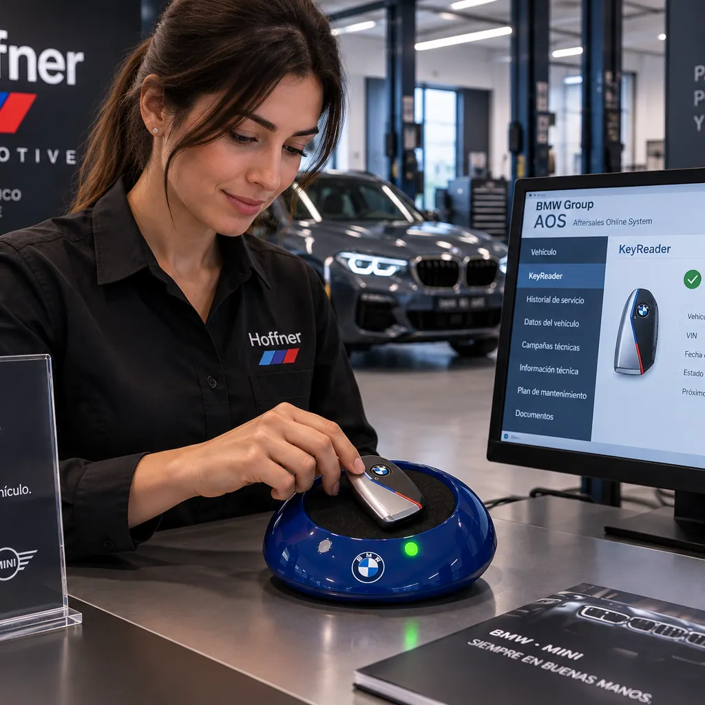 Lectura de la llave de un BMW con KeyReader en Hoffner Automotive