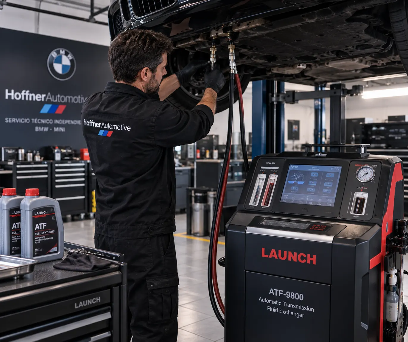Mantenimiento de un BMW en el taller de Hoffner Automotive en Las Rozas